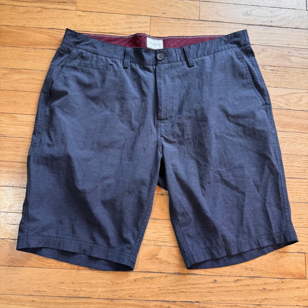 7 Diamonds Performance Mens Shorts Navy Blue Heathered Stretch Size 36